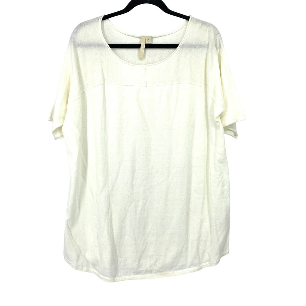 J. Jill Pure Jill Short Sleeve Scoop Neck Pullover Sweater Womens Large Cream
